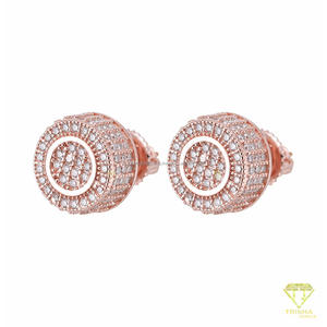 Pendientes de tuerca cilíndricos redondos con incrustaciones de moissanita y diamantes, chapados en oro, de plata de ley 925, joyería de lujo estilo hip hop para hombres y mujeres - Product Image 4