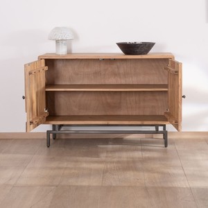 Vandana Autumn Value 2-door <b>sideboard</b> with acacia wood inset fronts Puzzle 120 cm - Product Image 5