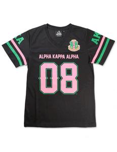 Camiseta de Algodón con Cuello en V para Mujer, Bordada con Logotipo de Letras Griegas, de Calidad de Exportación, Suave, Informal, de Manga Corta, Tallas Personalizadas - Product Image 4
