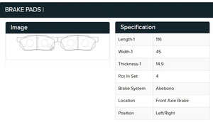 ผ้าเบรกหน้าสำหรับฮอนด้า ซีวิค ฟิต 45022-SB0-505 45022-SX8-T01, 45022-SB0-670/671/672, 4 ชิ้น/ชุด - Product Image 2