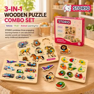 Rompecabezas de madera con animales, vehículos y frutas con perillas, juguete clásico para niños pequeños - Product Image 2