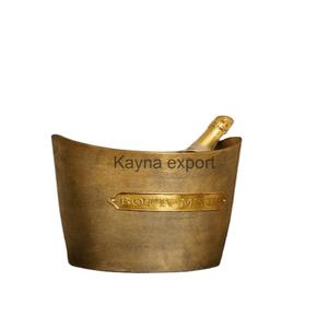 Logo personnalisé artisanat de luxe en aluminium métal laiton fini antique pour seau à champagne maison et fête ensembles de bar accessoire - Product Image 1