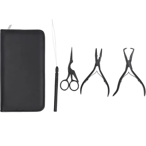 Professional Hair Extension <b>Beading</b> Tool Kit High-Quality Gold Pliers with <b>Needle</b> & Elegant Leather Pouch for Hair Styling - Product Image 5