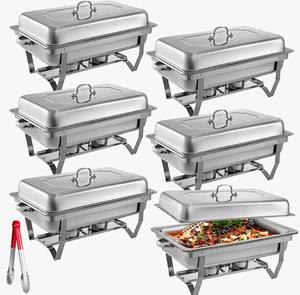 Juego de 6 recipientes rectangulares de acero inoxidable premium para buffet y calentador de alimentos al mejor precio - Product Image 5