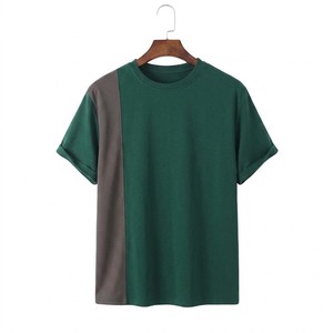 Camiseta Verde para Hombre con Paneles en Contraste, Cuello Redondo, Manga Corta, Estilo Casual, Cómoda, Tejido Suave, Moderna, para el Verano - Product Image 1
