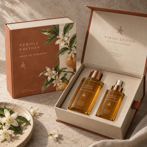Caja de Embalaje Magnética Estilo Libro para Aceite Corporal NEROLI Personalizado - Product Image 1