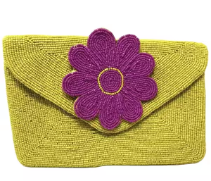 Bolso de mano tipo sobre clásico con flores bordadas y cuentas, moderno, de lujo, para mujer, ideal para bodas, eventos y fiestas. - Product Image 5