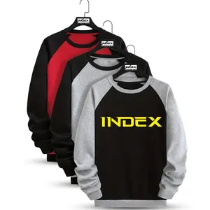 Sudadera de Hombre con Manga Raglán, Cuello Redondo, Color Sólido, Transpirable, de Algodón French Terry, Corte Regular, Estilo Casual para Otoño - Product Image 1