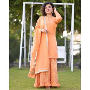 Conjunto de Traje de Gasa Chiffon Gotta Color Durazno del Desierto, Talla XS - Product Image 6