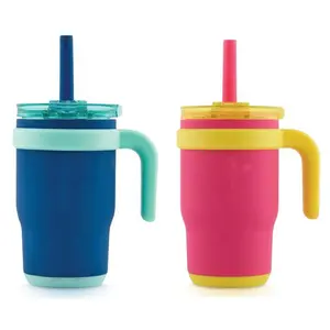 14oz Cute Reduces Insulated Stainless Steel Tumbler Cups Mug For Kids With Straw And Handle Lid