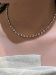 Collar de tenis con diamantes cultivados en laboratorio de 15 quilates de formas mixtas, collar de diamantes con certificación IGI EF VVS VS, collar gargantilla de oro blanco de 14 quilates - Product Image 4