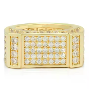 Hiphop 925 <b>Silver</b> Round Cut Diamond Moissanite <b>Ring</b> Fine Jewelry for <b>Men</b> with Iced Out - Product Image 2