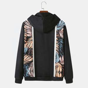Sudadera con Capucha para Hombre, Talla Grande, Negra, con Estampado Tropical, Informal, de Verano, Tejida en Poliéster, con Bolsillos, Manga Regular - Product Image 2