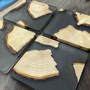 Handcrafted Natural Wood & Epoxy Resin Coasters Modern Decorative Coaster Set for Office Restaurant Wedding & Corporate Gifts - Product Image 5