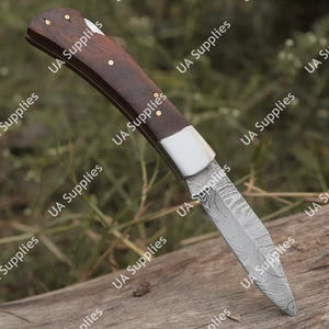 Couteau de chasse, de camping et de pêche de haute qualité, best-seller, lame en acier Damas ultra-affûtée, manche en bois de rose, fournitures UA, EDC - Product Image 3