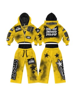 Custom Womens Camo Sweatsuit Set Two PieceScreen Print Cropped Hoodie Highwaist Wideleg <b>Pants</b> Casual Factory OEM - Product Image 4
