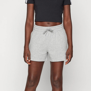 Wholesale Custom Women's Gray Color Gym Wear Shorts High Waist <b>Drawstring</b> 100% Cotton Sports Fitness Sweat Shorts - Product Image 4