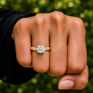 Bague solitaire en treillis de diamants de laboratoire taille brillant DEF VVS en or massif 14K 18K plaqué rhodium, bijoux fins pour femme - Product Image 2