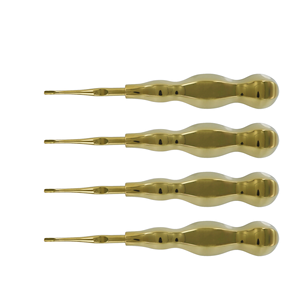 Élévateurs dentaires manuels courbés en titane doré de la série Signature, personnalisables, pour extraction et luxation, approuvés CE Classe I - Product Image 2