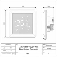 Thermostat d'ambiance carré avec écran LCD convexe, verrouillage enfant, système de chauffage au sol électrique programmable, intelligent, Wi-Fi, pour usage hôtelier, design moderne