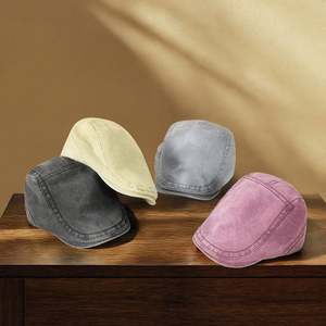 Casquette de baseball en jean style newsboy, couleur unie, respirante, imperméable, 6 panneaux, pour femme et homme, décontractée, chic, vintage, française - Product Image 2