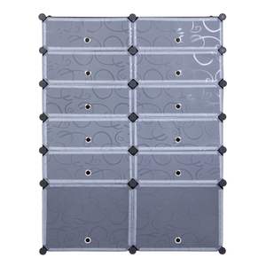 Zapatero Modular de 12 Cubos, Armario de Plástico de 6 Niveles con Puertas, Sistema Organizador - Product Image 2