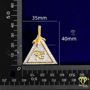 Pendentif Triangle Tendance pour Hommes et Femmes avec Moissanite et Argent Sterling 925 Plaqué Rhodium, Cadeau Hip Hop - Product Image 1