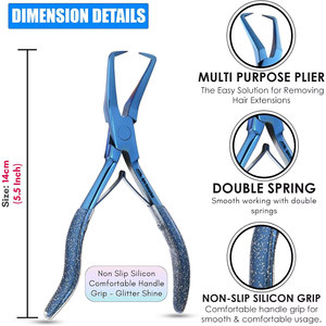 Pince à perles bleues de 5,5 pouces, pince à micro-perles, pince à perles en acier inoxydable, outils professionnels pour extensions de cheveux - Product Image 5
