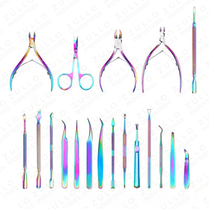 Premium Stainless Steel <b>Manicure</b> Pedicure <b>Kit</b> with Rainbow Tweezers Nail Clipper Set Private Label OEM - Product Image 3