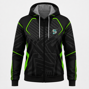 Men's Sublimation Sports <b>Zip</b> <b>Up</b> Hoodie Athletic Fitness Gym Wear Breathable Custom Sublimated Print Sweatshirt Jacket with Hood - Product Image 1