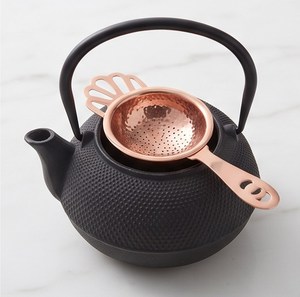 Simple design metal Vintage Copper <b>Tea</b> Strainer with Handle Hammered Mesh Reusable Metal <b>Infuser</b> - Product Image 3
