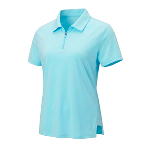 Chemises pour femmes en coton uni, style vintage, pour le travail et les affaires, coupe droite, col montant, infroissable, qui sculpte le corps, douce - Product Image 1