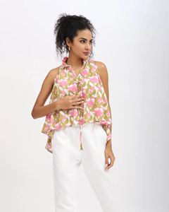 Top col en V imprimé floral pour femmes Top col en V imprimé floral - Product Image 2