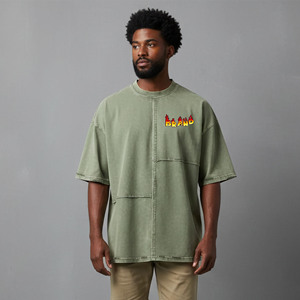 Hot Selling Customizable Streetwear Loose Fit Drop Shoulder 100% Cotton 210g Heavyweight Summer Casual wear Men's T-Shirt - Product Image 1