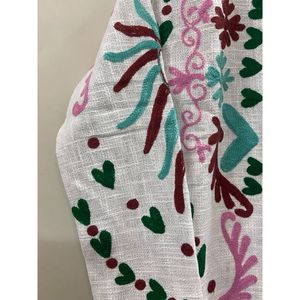 Floral Embroidered Cotton Winter <b>Jacket</b> Women Mandarin Collar Full Sleeve Open Front Handmade Design - Product Image 3
