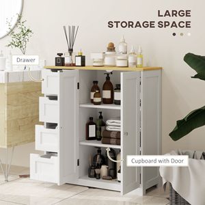 Mobile bagno moderno autoportante con 4 cassetti, 2 ante e ripiano regolabile, bianco - Product Image 4