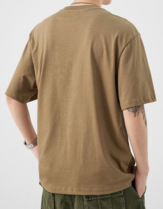 เสื้อยืดผ้าถักคุณภาพสูง 100% ผ้าฝ้าย ดีไซน์ทันสมัย แบรนด์สั่งทำ สีพื้น ทรงหลวม ไซส์ใหญ่  แบบเรียบ  สามารถสั่งทำได้ - Product Image 4