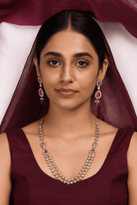 Women's Vintage Engagement Party Wedding <b>Gold</b> Plated Natural Stone Necklace <b>Earrings</b> Set Princess Cut Geometric Jewelry Alloy - Product Image 1