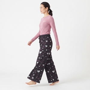 Women's <b>Heart</b> Printed Sleepwear Long Sleeve O Neck <b>Top</b> Long Pants Soft Elastic Waist Breathable Pajama Set - Product Image 4