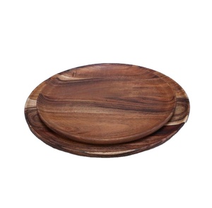 Plateau de service en bois d'acacia fait main, design minimaliste, pour servir les aliments à la maison, assiette en bois non traité - Product Image 1