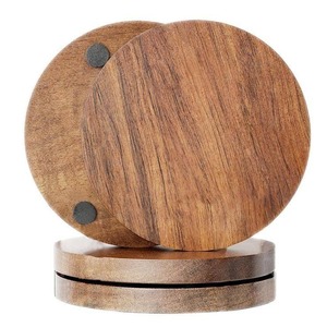 Juego de Posavasos de Madera de Acacia Natural, Posavasos Hechos a Mano, Ecológicos, para Tazas de Café y Té - Product Image 2