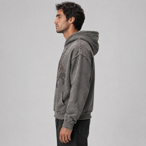 Sudadera con capucha extragrande vintage de 500 g/m² para hombre, personalizada al por mayor, con estampado desgastado, estilo pullover, sudadera pesada sin estampado - Product Image 4