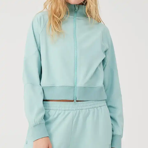 Latest Style Women Heavyweight <b>Cropped</b> Hoodie Oversized Drop Shoulder <b>Cropped</b> <b>Zip</b> <b>up</b> Hoodie - Product Image 6