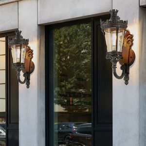 Lanterna da Parete Vintage per Esterni, 21 Pollici, Impermeabile, con Vetro Trasparente e Decorazione a Corona, Illuminazione Decorativa per Esterni - Product Image 2