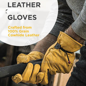 Nouveauté : Gants de travail à écran tactile, de qualité supérieure, respirants, en cuir, anti-chaleur, imperméables et durables - Product Image 3