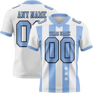Camiseta Deportiva Premium Blanca y Azul Cielo para Equipo de Fútbol, Ropa Deportiva que Absorbe la Humedad, Malla Bird Eye, Nombre y Número Personalizables - Product Image 1