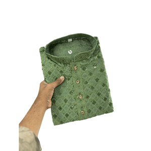 ผ้าคอตตอนปักผ้าเรยอนแบบดั้งเดิมสำหรับผู้ชายพร้อม Payjama Pista - Product Image 1