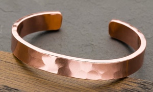 Brazalete de Cobre con Patina de Estilo Antiguo y Vintage, Brazalete Ancho Texturizado de Estilo Retro, Accesorio Decorativo para la Muñeca - Product Image 4