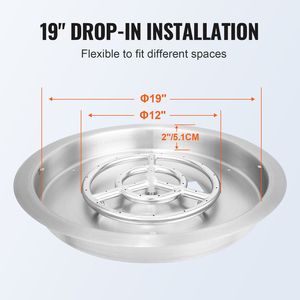 Braciere da Incasso in Acciaio Inossidabile da 19 Pollici con Bruciatore da 92.000 BTU e Coperchio, per Gas Naturale e Propano - Product Image 4
