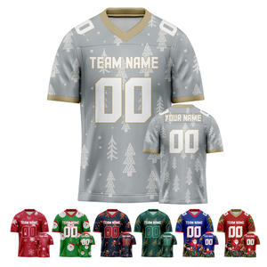 Camiseta de Fútbol Americano Navideña Personalizada con Cuello en V, Manga Corta, Impresión Digital, Transpirable, de Malla de Poliéster Ajustada - Product Image 1